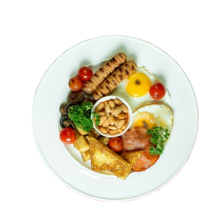 top-view-fried-sausage-eggs-with-mushrooms-cherry-tomatoes-lobia-white-plate-removebg-preview